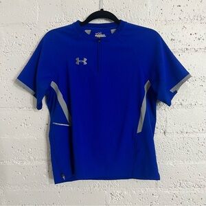 5/$25 Under Armour Boys Shirt YMD Blue All Season Gear Short Sleeve Side Zip U9